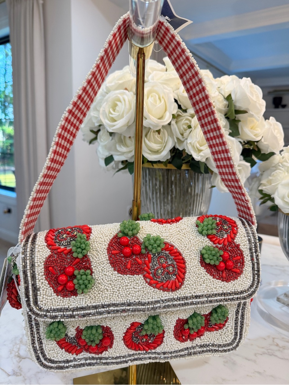 Viral Beaded Red & White Tomato Shoulder Bag made in India